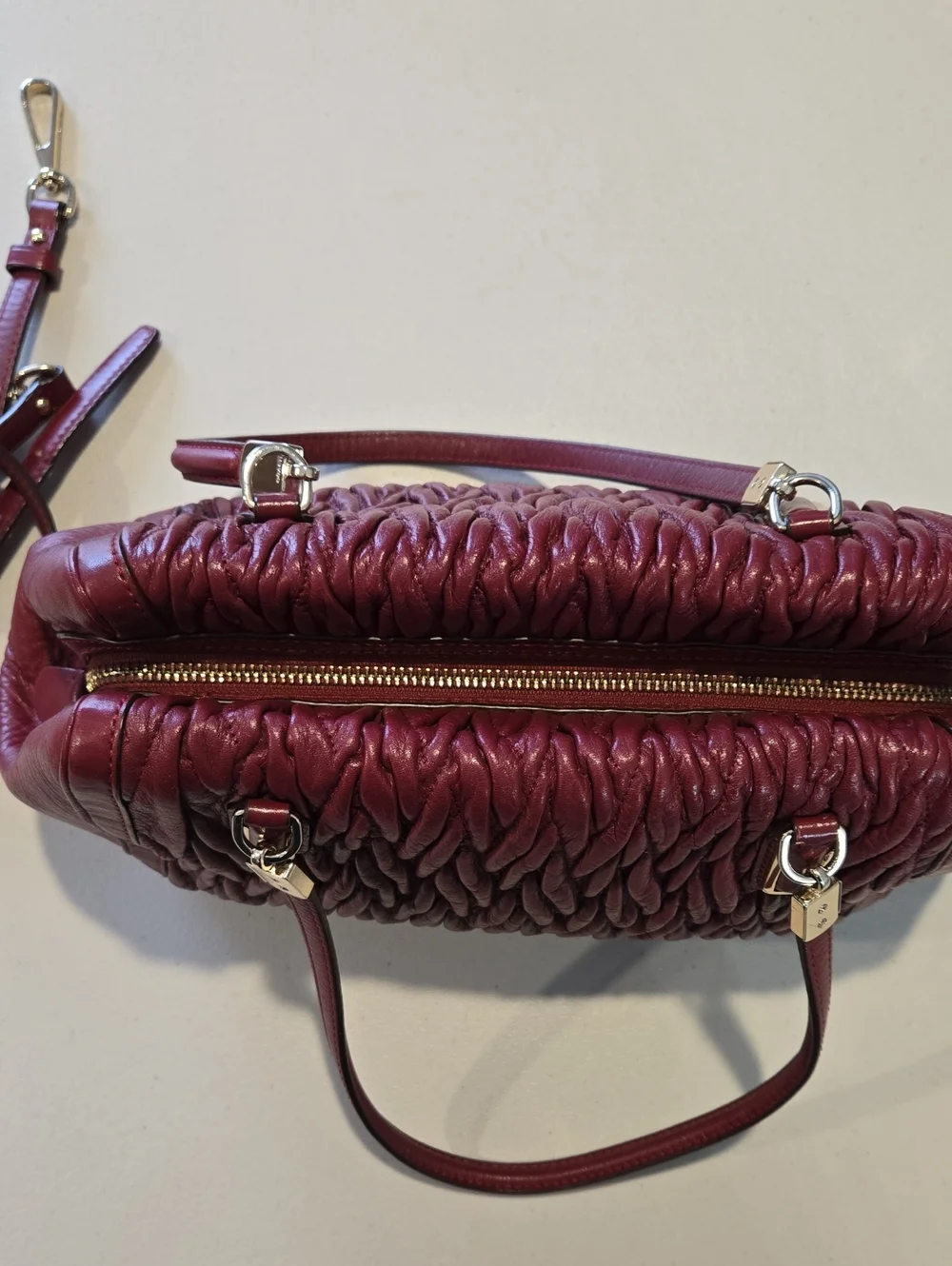 COACH Women's Quilted Satchel Bag in Burgundy